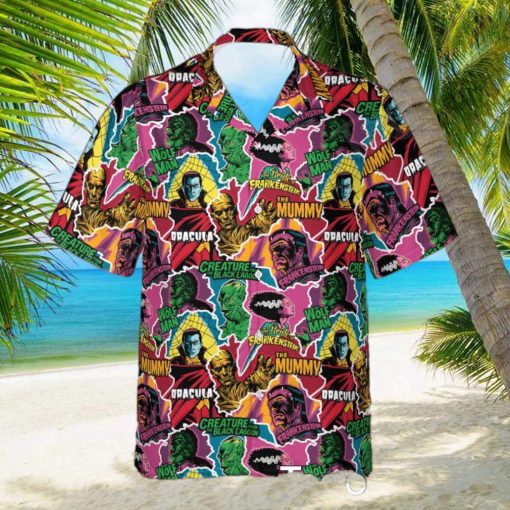 Monsters Pop Collage Universal Monsters Hawaiian Shirt