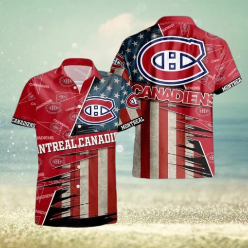 Montreal Canadiens American Flag Logo Hawaiian Shirt Vacation Gift For Men And Women Gift