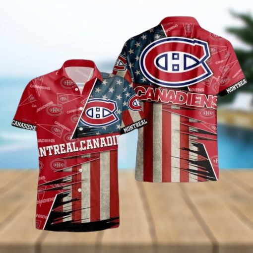 Montreal Canadiens American Flag Logo Hawaiian Shirt Vacation Gift For Men And Women Gift