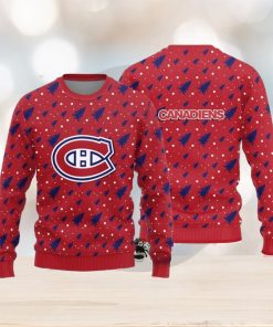 Montreal Canadiens Christmas Pine Tree Patterns Pattern Knitted Ugly Christmas Sweater AOP Gift For Men And Women