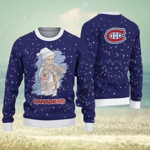 Montreal Canadiens Christmas Santa Claus Tattoo Ugly Sweater For Men Women