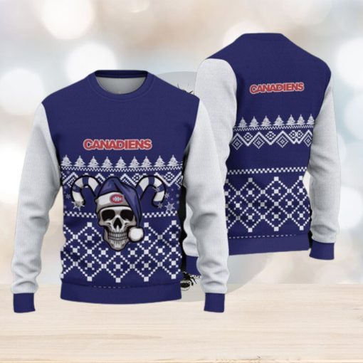 Montreal Canadiens Christmas Skull 3D Gingerbread Ugly Sweater Gifr For Fans