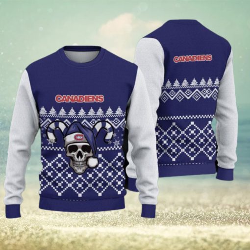 Montreal Canadiens Christmas Skull 3D Gingerbread Ugly Sweater Gifr For Fans