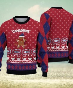 Montreal Canadiens Fans Gingerbread Man Ugly Christmas Sweater Gift