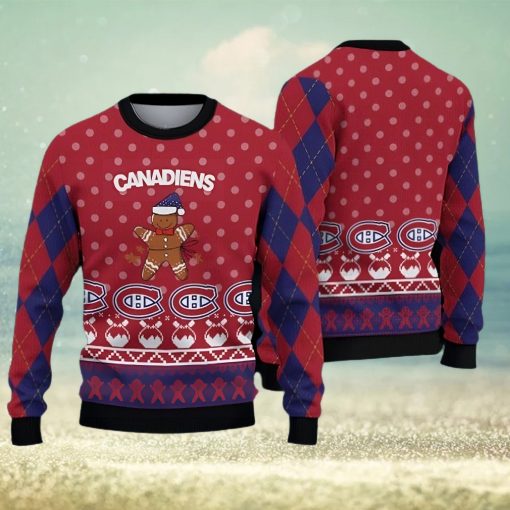 Montreal Canadiens Fans Gingerbread Man Ugly Christmas Sweater Gift