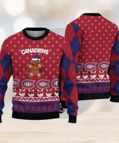 Montreal Canadiens Fans Gingerbread Man Ugly Christmas Sweater Gift