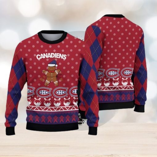 Montreal Canadiens Fans Gingerbread Man Ugly Christmas Sweater Gift