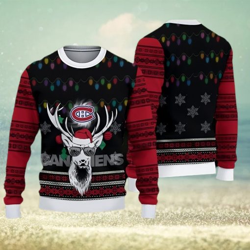 Montreal Canadiens Fans Reindeer Cookies Ugly Christmas Sweater