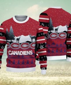 Montreal Canadiens Fans Reindeer Pattern Ugly Christmas Sweater