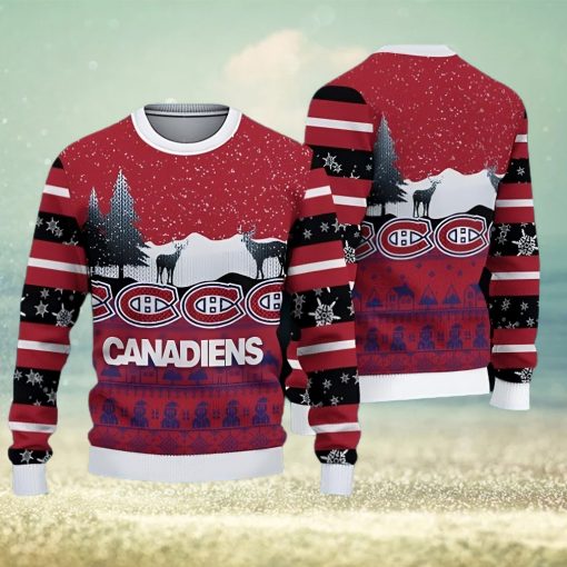 Montreal Canadiens Fans Reindeers Pattern Ugly Christmas Sweater Gift