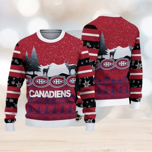 Montreal Canadiens Fans Reindeers Pattern Ugly Christmas Sweater Gift