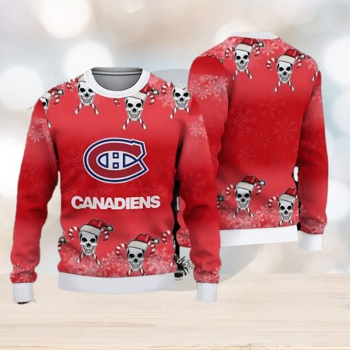 Montreal Canadiens Fans Skull Carols Ugly Christmas Sweater