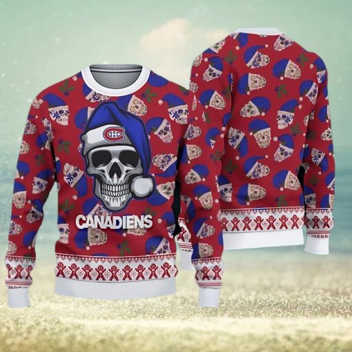 Montreal Canadiens Fans Skull Chimney Knitted Christmas Sweater