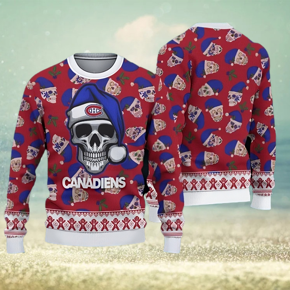 New England Patriots Skull Pattern Ugly Christmas Sweater - Limotees