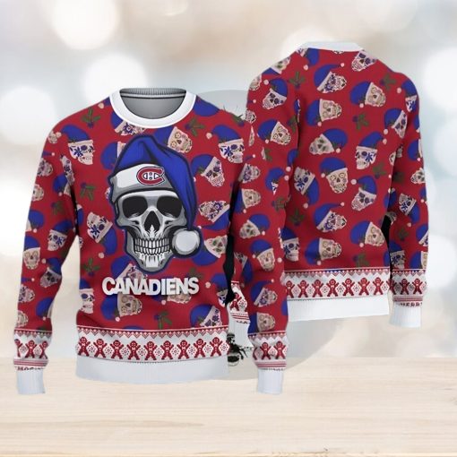 Montreal Canadiens Fans Skull Chimney Knitted Christmas Sweater