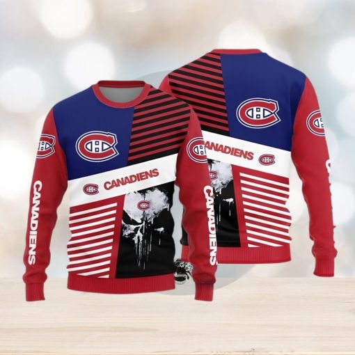 Montreal Canadiens Skull Pattern Knitted Sweater For Christmas