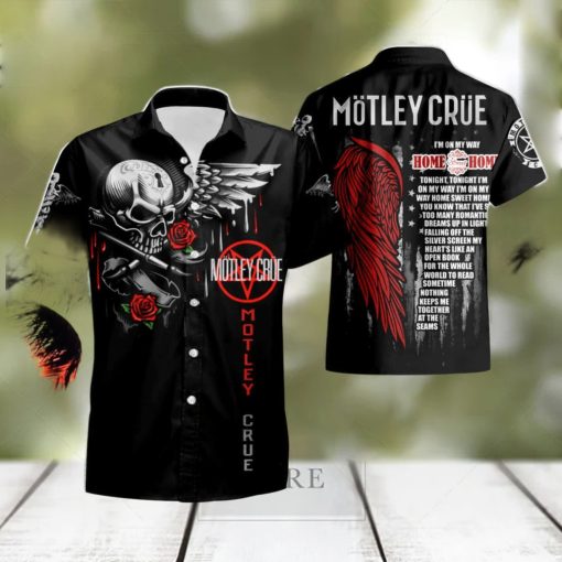 Motley Crue Skull Hawaiian Shirt   Short