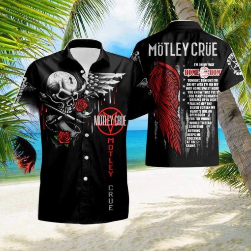 Motley Crue Skull Hawaiian Shirt   Short