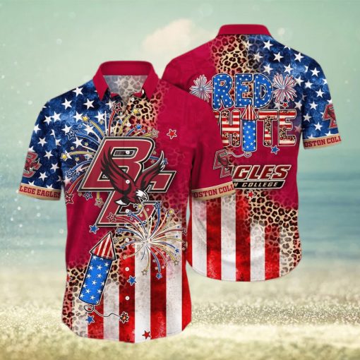 NCAA Boston College Eagles Hawaiian Shirt Fireworks Independence Day