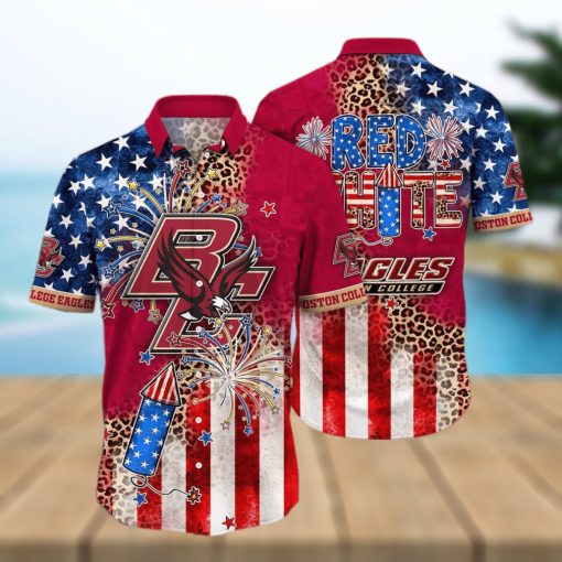 NCAA Boston College Eagles Hawaiian Shirt Fireworks Independence Day