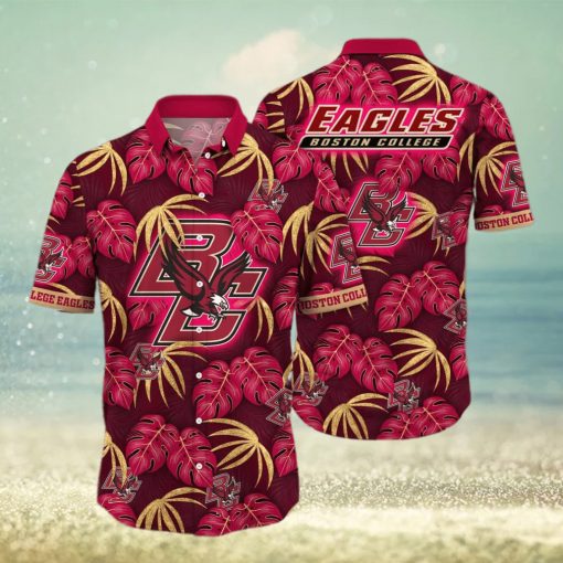 NCAA Boston College Eagles Hawaiian Shirt Palm Leaves Pattern Best Beach Gift