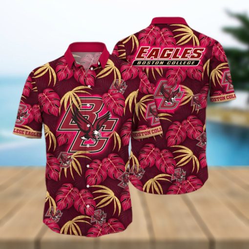 NCAA Boston College Eagles Hawaiian Shirt Palm Leaves Pattern Best Beach Gift