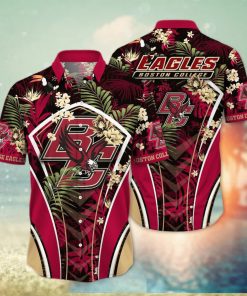 NCAA Boston College Eagles Hawaiian Shirt Palm Leaves Pattern