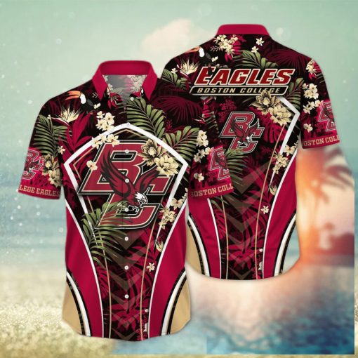 NCAA Boston College Eagles Hawaiian Shirt Palm Leaves Pattern