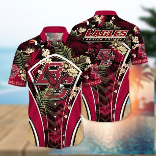 NCAA Boston College Eagles Hawaiian Shirt Palm Leaves Pattern