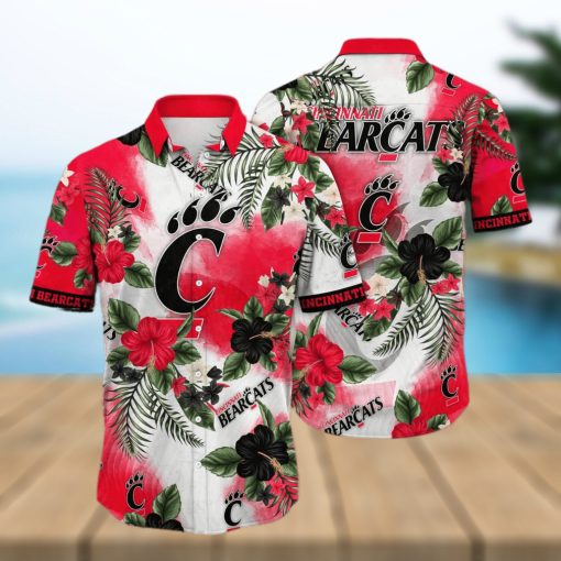 NCAA Cincinnati Bearcats Hawaiian Shirt Hibiscus Flowers Pattern