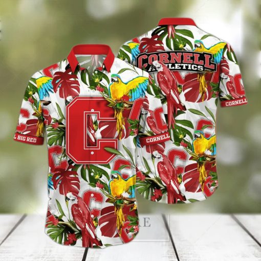 NCAA Cornell Big Red Hawaiian Shirt Birds And Palm Leaves