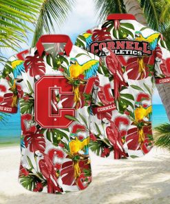 NCAA Cornell Big Red Hawaiian Shirt Birds And Palm Leaves