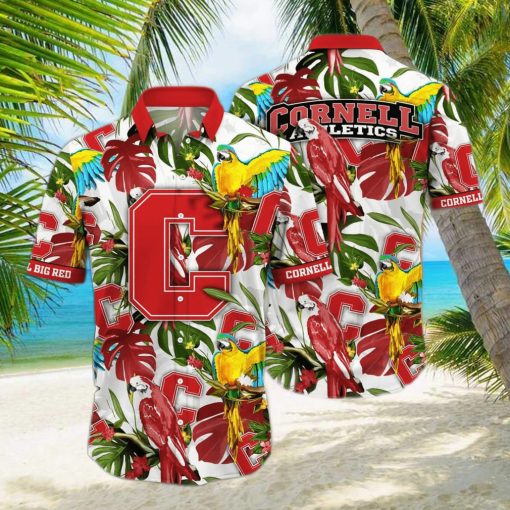 NCAA Cornell Big Red Hawaiian Shirt Birds And Palm Leaves