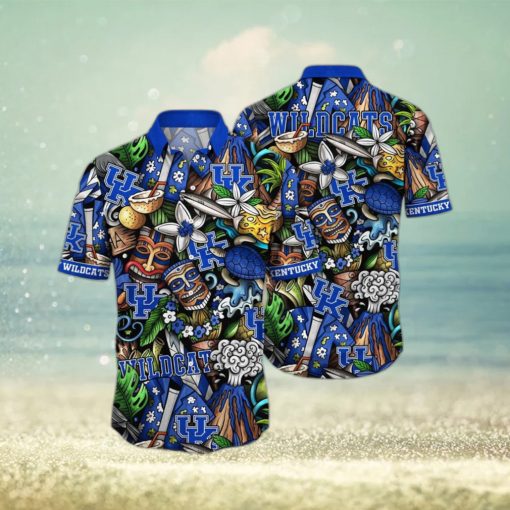 NCAA Kentucky Wildcats Tiki Hippie Hawaiian Shirt The Perfect Summer Vibe For FootBall Fans