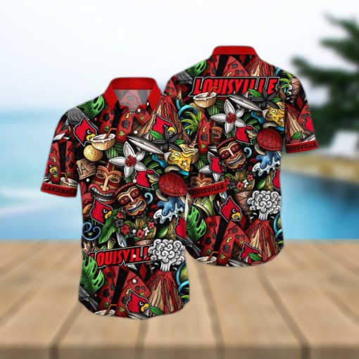 NCAA Louisville Cardinals Tiki Hippie Hawaiian Shirt The Perfect Summer Vibe For FootBall Fans