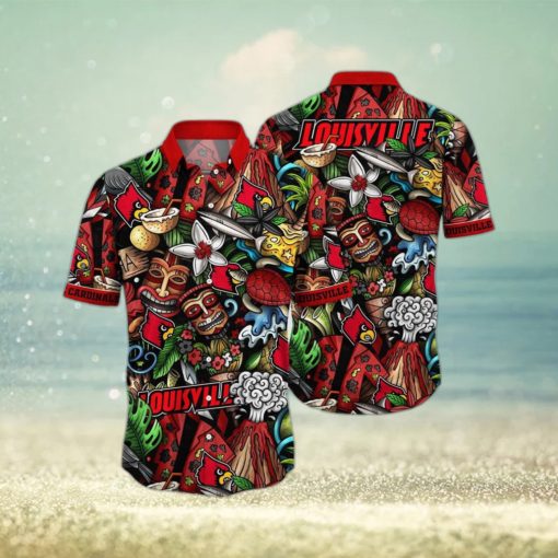 NCAA Louisville Cardinals Tiki Hippie Hawaiian Shirt The Perfect Summer Vibe For FootBall Fans