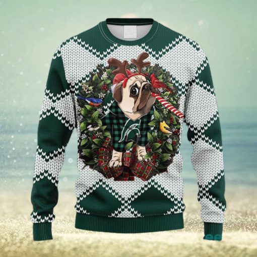 NCAA Michigan State Spartans Pub Dog Christmas Ugly 3D Knitted Sweater For Men And Women Gift Ugly Christmas