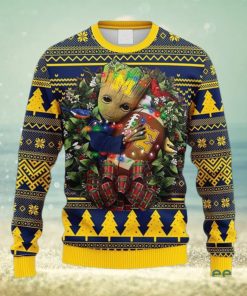 NCAA Michigan Wolverines Groot Hug Christmas Ugly 3D Knitted Sweater For Men And Women Gift Ugly Christmas