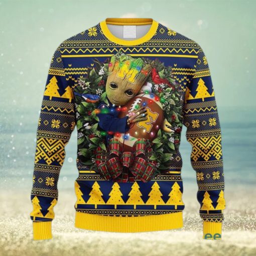 NCAA Michigan Wolverines Groot Hug Christmas Ugly 3D Knitted Sweater For Men And Women Gift Ugly Christmas