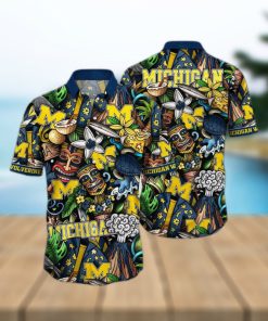 NCAA Michigan Wolverines Tiki Hippie Hawaiian Shirt The Perfect Summer Vibe For FootBall Fans