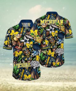 NCAA Michigan Wolverines Tiki Hippie Hawaiian Shirt The Perfect Summer Vibe For FootBall Fans