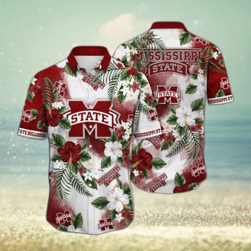 NCAA Mississippi State Bulldogs Hawaiian Shirt Hibiscus Flowers Gift For Dad