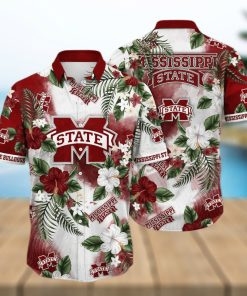 NCAA Mississippi State Bulldogs Hawaiian Shirt Hibiscus Flowers Pattern Summer Gift For Friends