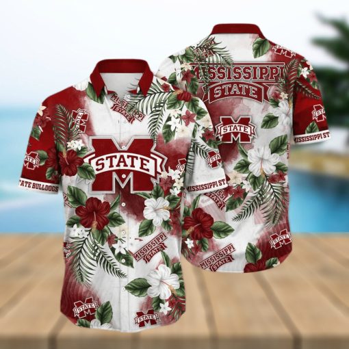 NCAA Mississippi State Bulldogs Hawaiian Shirt Hibiscus Flowers Pattern Summer Gift For Friends