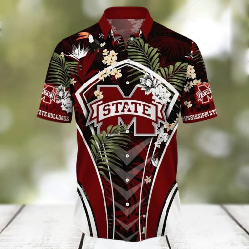 NCAA Mississippi State Bulldogs Hawaiian Shirt Tropical Palm Leaves Beach Lovers Gift