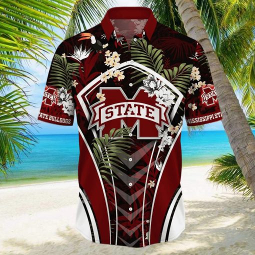 NCAA Mississippi State Bulldogs Hawaiian Shirt Tropical Palm Leaves Beach Lovers Gift