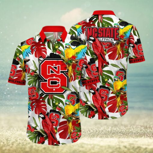 NCAA NC State Wolfpack Hawaiian Shirt Birds And Palm Leaves Gift For Beach Holiday