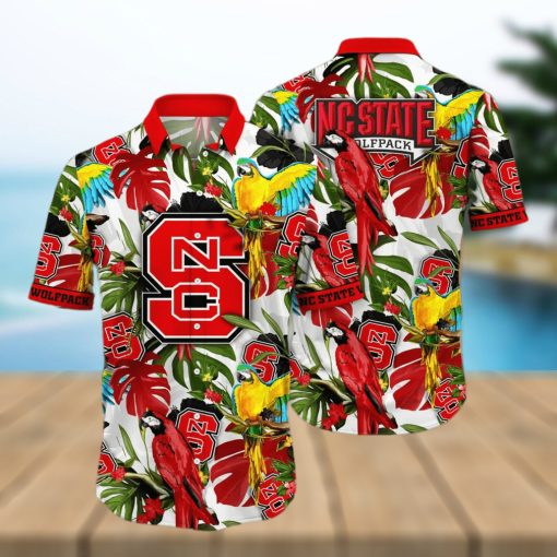 NCAA NC State Wolfpack Hawaiian Shirt Birds And Palm Leaves Gift For Beach Holiday