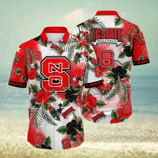 NCAA NC State Wolfpack Hawaiian Shirt Hibiscus Flowers Pattern