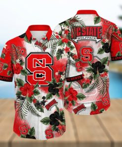 NCAA NC State Wolfpack Hawaiian Shirt Hibiscus Flowers Pattern